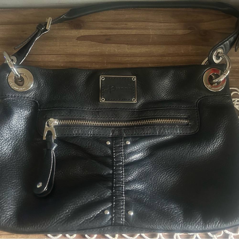 B. MAKOWSKY Black Leather Satchel Bag